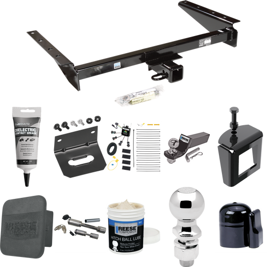 Fits 1993-1993 Jeep Grand Cherokee Trailer Hitch Tow PKG w/ 4-Flat Zero Contact "No Splice" Wiring + Starter Kit Ball Mount w/ 2" Drop & 2" Ball + 2-5/16" Ball + Wiring Bracket + Dual Hitch & Coupler Locks + Hitch Cover + Wiring Tester + Ball Lube +E