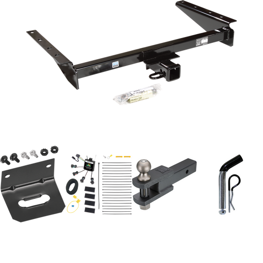 Se adapta al paquete de enganche de remolque Jeep Grand Cherokee 1993-1993 con arnés de cableado de 4 contactos planos "sin empalme" + soporte de bola de enganche de horquilla con bola de 2" + pasador/clip + soporte de cableado de Reese Towpower