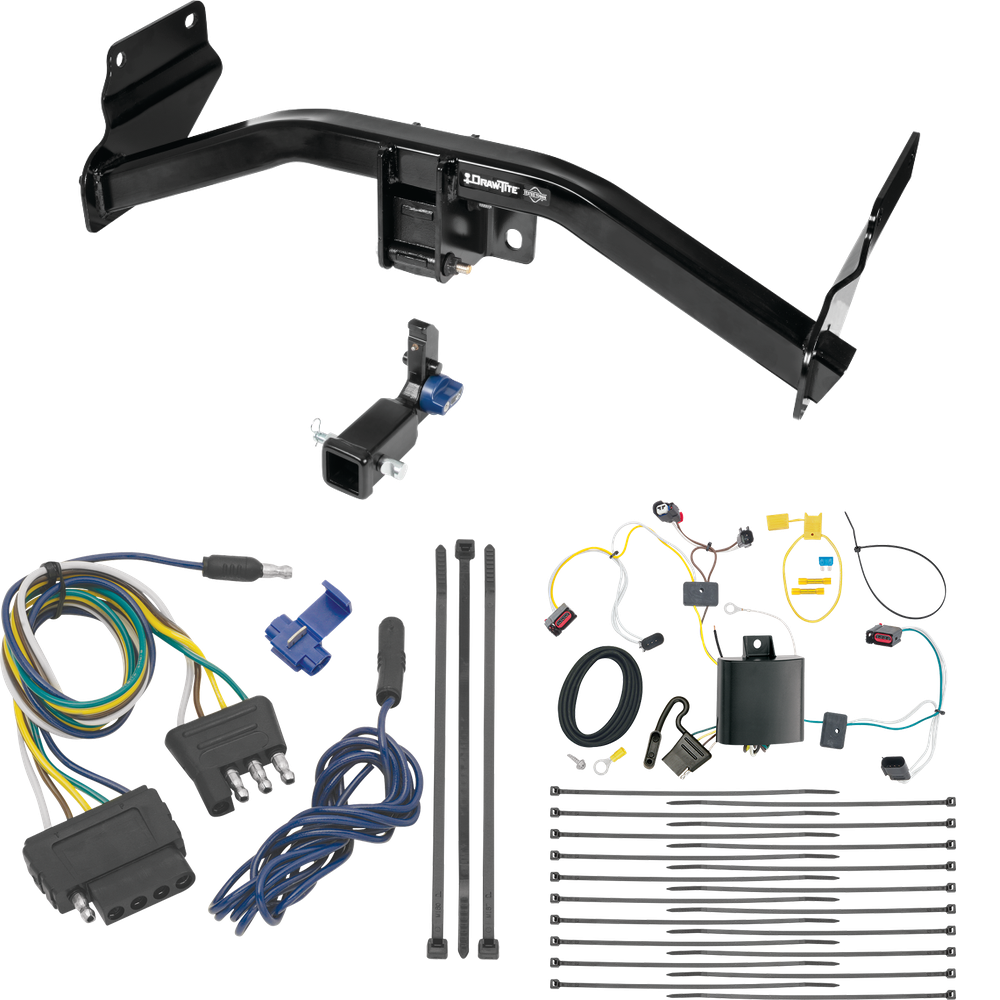 Fits 2014-2021 Jeep Grand Cherokee Trailer Hitch Tow PKG w/ 5-Flat Wiring Harness By Draw-Tite