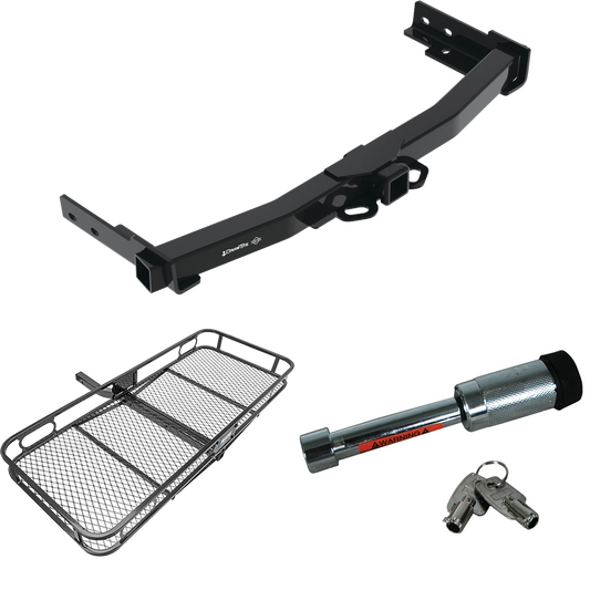 Fits 2021-2023 Jeep Grand Cherokee L Trailer Hitch Tow PKG w/ 60" x 24" Cargo Carrier + Hitch Lock By Draw-Tite