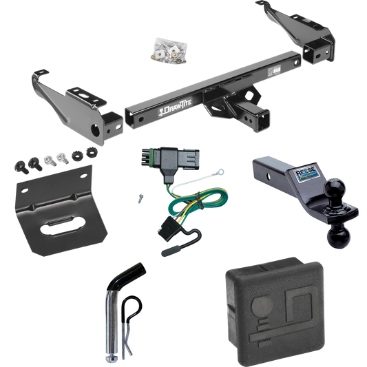 Fits 1988-2000 GMC C3500 Trailer Hitch Tow PKG w/ 4-Flat Wiring + Dual Ball Ball Mount 1-7/8" & 2" Trailer Balls + Pin/Clip + Wiring Bracket + Hitch Cover By Draw-Tite