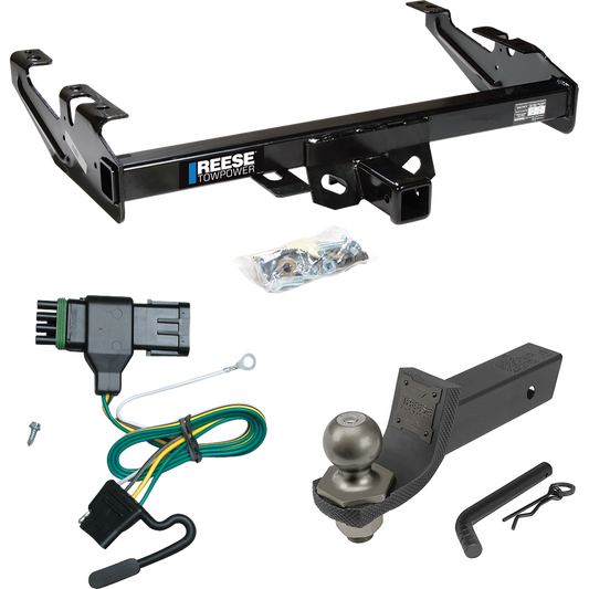 Fits 1988-1999 GMC K1500 Trailer Hitch Tow PKG w/ 4-Flat Wiring + Interlock Tactical Starter Kit w/ 2" Drop & 2" Ball By Reese Towpower