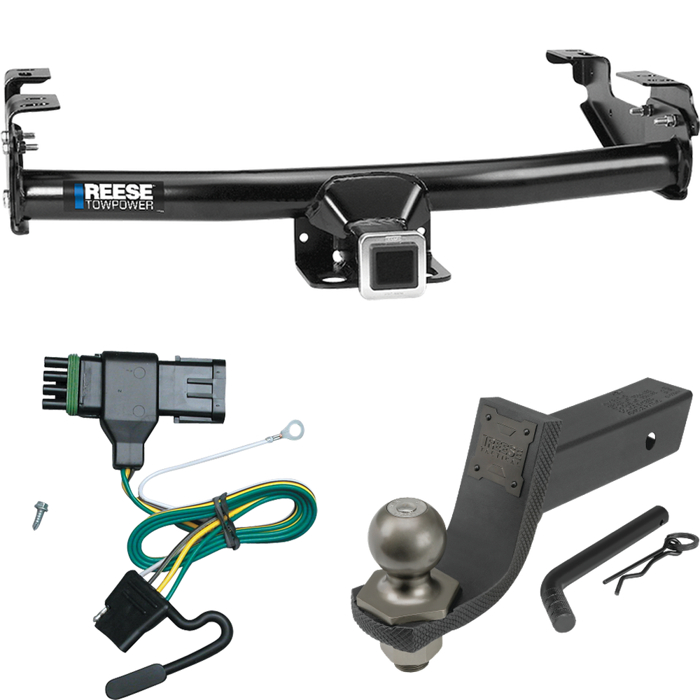 Fits 1988-2000 GMC C2500 Trailer Hitch Tow PKG w/ 4-Flat Wiring + Interlock Tactical Starter Kit w/ 3-1/4" Drop & 2" Ball By Reese Towpower