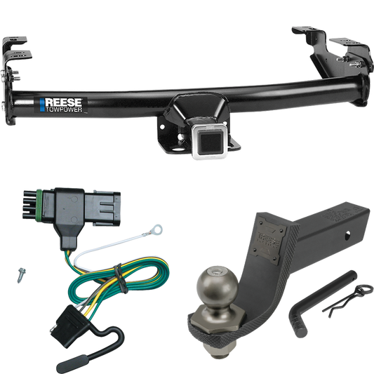 Fits 1988-2000 GMC C2500 Trailer Hitch Tow PKG w/ 4-Flat Wiring + Interlock Tactical Starter Kit w/ 3-1/4" Drop & 2" Ball By Reese Towpower