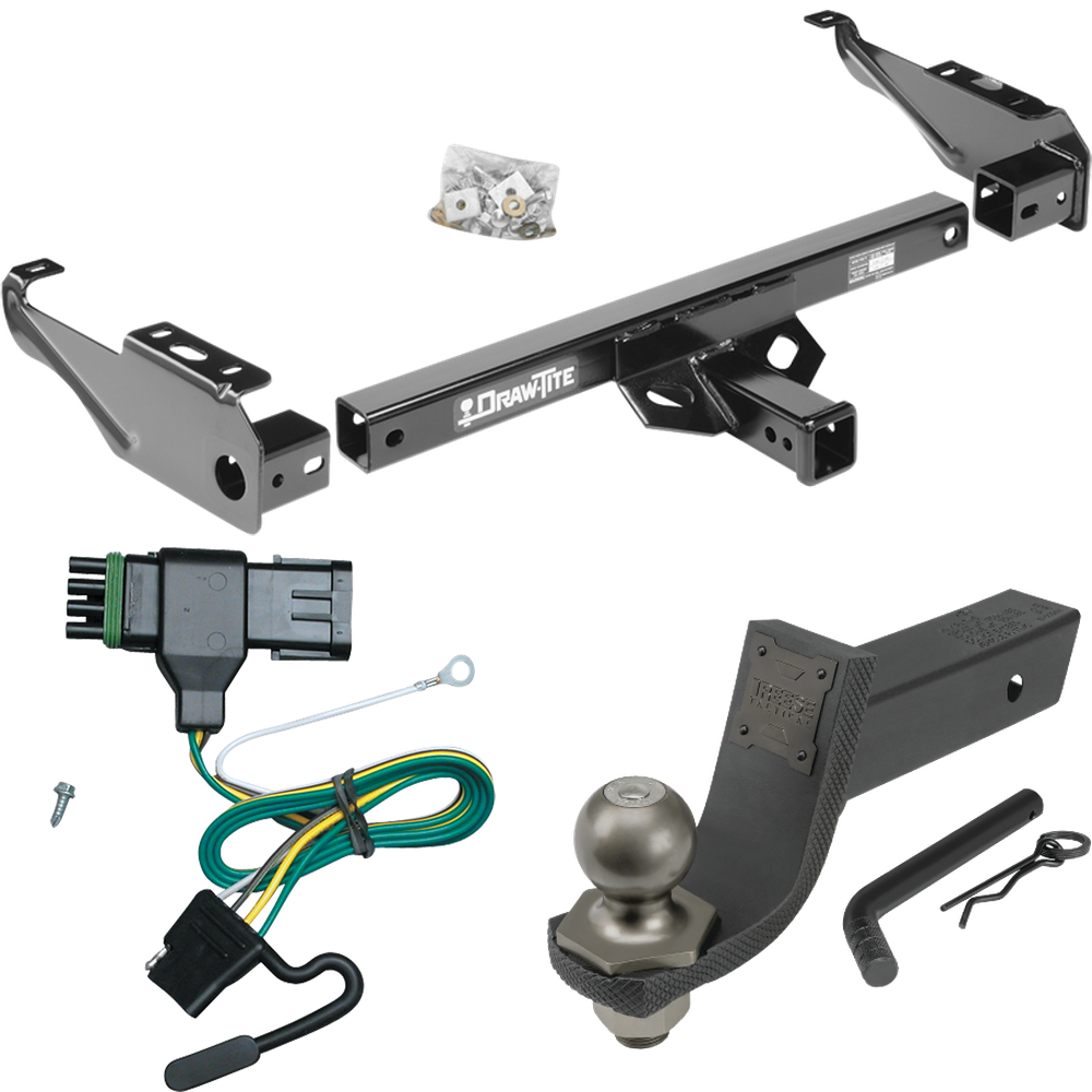 Fits 1988-2000 GMC C2500 Trailer Hitch Tow PKG w/ 4-Flat Wiring + Interlock Tactical Starter Kit w/ 3-1/4" Drop & 2" Ball By Draw-Tite