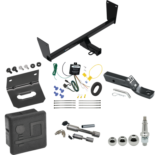 Fits 2023-2023 Subaru Solterra Trailer Hitch Tow PKG w/ 4-Flat Wiring + Ball Mount w/ 2" Drop + Interchangeable Ball 1-7/8" & 2" & 2-5/16" + Wiring Bracket + Dual Hitch & Coupler Locks + Hitch Cover By Reese Towpower