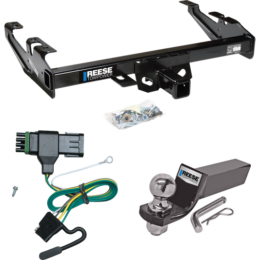 Fits 1988-2000 GMC C3500 Trailer Hitch Tow PKG w/ 4-Flat Wiring + Starter Kit Ball Mount w/ 2" Drop & 2" Ball By Reese Towpower