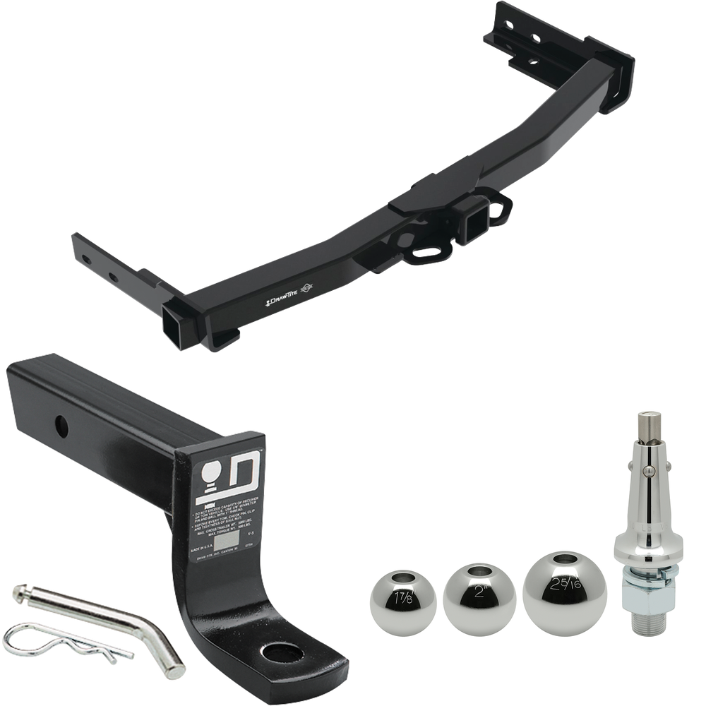 Fits 2022-2023 Jeep Grand Cherokee Trailer Hitch Tow PKG w/ Ball Mount w/ 4" Drop + Interchangeable Ball 1-7/8" & 2" & 2-5/16" By Draw-Tite