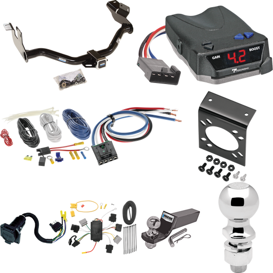 Fits 2005-2006 Mazda Tribute Trailer Hitch Tow PKG w/ Tekonsha BRAKE-EVN Brake Control + Generic BC Wiring Adapter + 7-Way RV Wiring + 2" & 2-5/16" Ball & Drop Mount By Reese Towpower