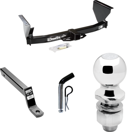 Fits 1999-2004 Jeep Grand Cherokee Trailer Hitch Tow PKG w/ Extended 16" Long Ball Mount w/ 4" Drop + Pin/Clip + 2" Ball By Draw-Tite