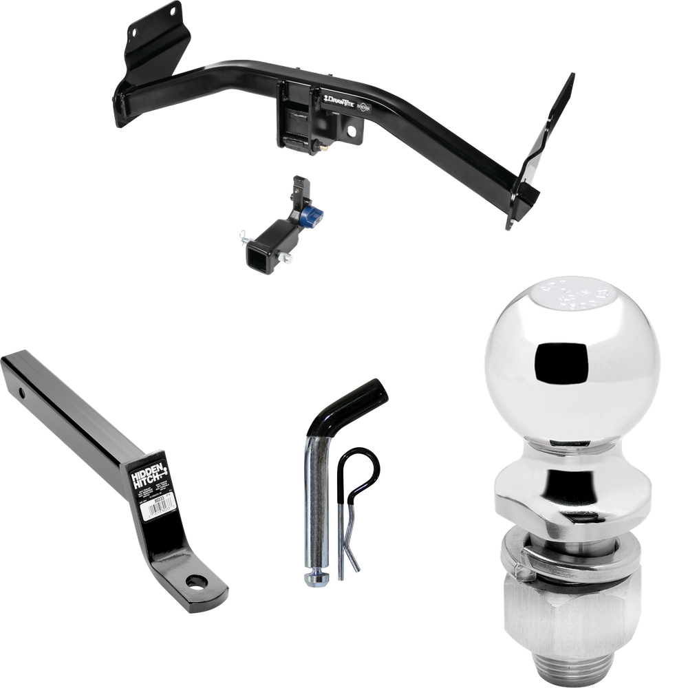 Fits 2011-2021 Jeep Grand Cherokee Trailer Hitch Tow PKG w/ Extended 16" Long Ball Mount w/ 4" Drop + Pin/Clip + 2" Ball By Draw-Tite