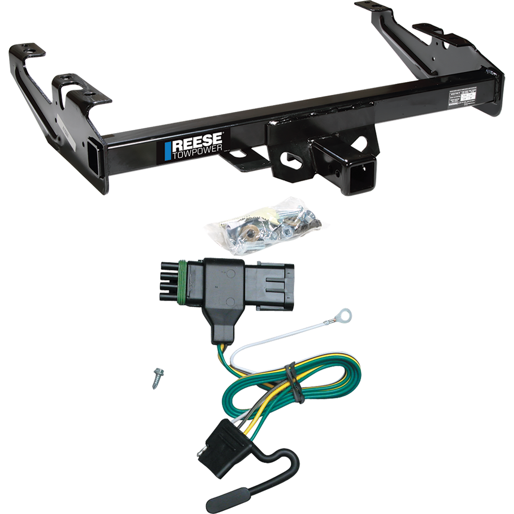 Fits 1988-2000 GMC C2500 Trailer Hitch Tow PKG w/ 4-Flat Wiring Harness By Reese Towpower