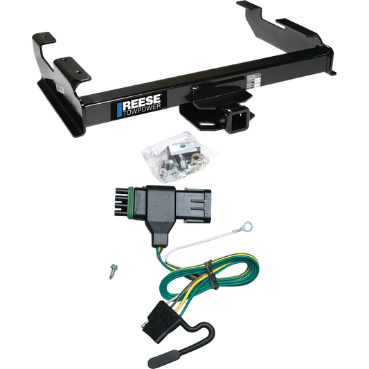 Fits 1988-1999 Chevrolet C1500 Trailer Hitch Tow PKG w/ 4-Flat Wiring Harness By Reese Towpower