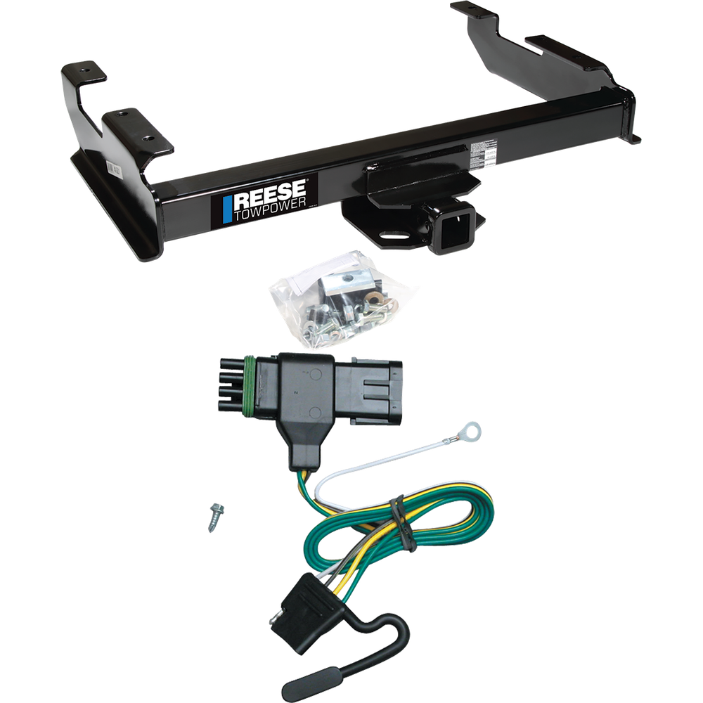 Fits 1988-1999 GMC K1500 Trailer Hitch Tow PKG w/ 4-Flat Wiring Harness By Reese Towpower