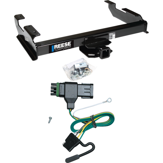 Fits 1988-1999 GMC K1500 Trailer Hitch Tow PKG w/ 4-Flat Wiring Harness By Reese Towpower