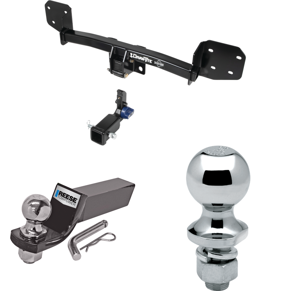 Fits 2010-2019 Subaru Outback Trailer Hitch Tow PKG w/ Starter Kit Ball Mount w/ 2" Drop & 2" Ball + 1-7/8" Ball (For Wagon, Except Sport Models) By Draw-Tite