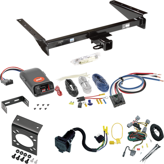 Se adapta al paquete de enganche de remolque Jeep Grand Cherokee 1994-1998 con control de freno POD serie Pro + adaptador de cableado BC genérico + cableado RV de 7 vías de Reese Towpower