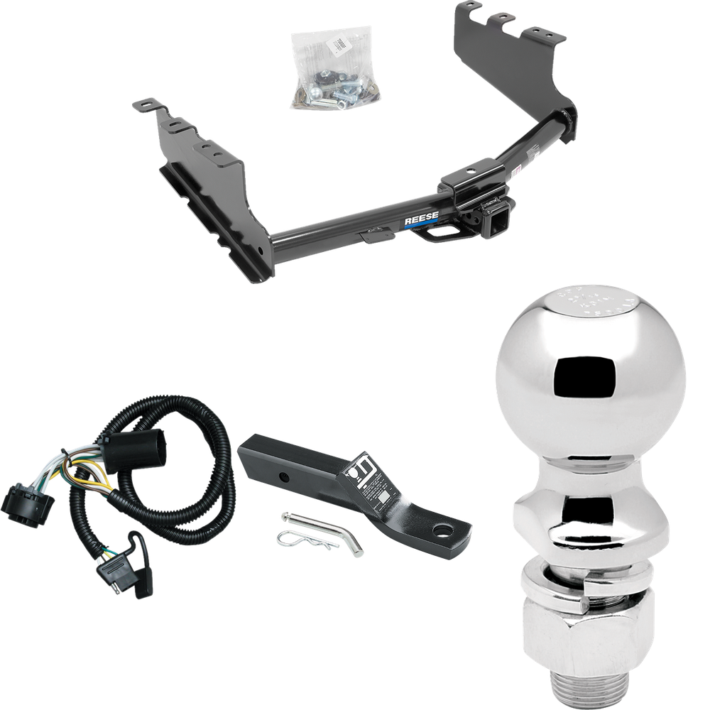 Fits 2019-2019 GMC Sierra 1500 LD (Old Body) Trailer Hitch Tow PKG w/ 4-Flat Wiring + Ball Mount w/ 2" Drop + 2-5/16" Ball By Reese Towpower