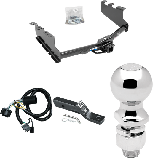 Fits 2019-2019 GMC Sierra 1500 LD (Old Body) Trailer Hitch Tow PKG w/ 4-Flat Wiring + Ball Mount w/ 2" Drop + 2-5/16" Ball By Reese Towpower