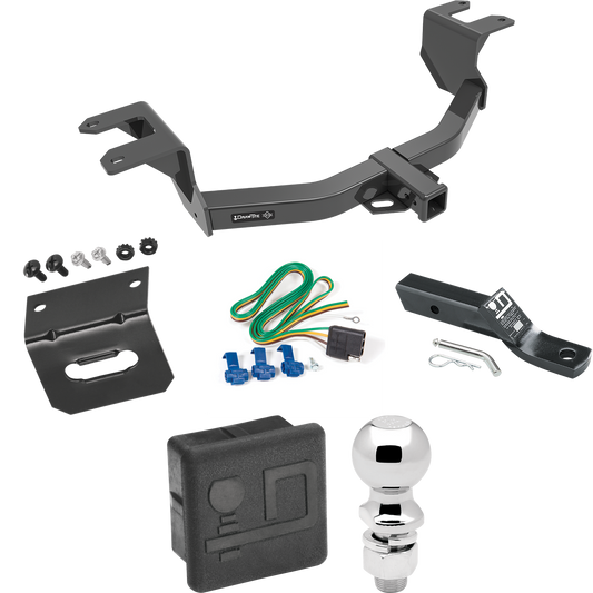 Fits 2019-2023 GMC Sierra 1500 Trailer Hitch Tow PKG w/ 4-Flat Wiring + Ball Mount w/ 2" Drop + 2-5/16" Ball + Wiring Bracket + Hitch Cover By Draw-Tite