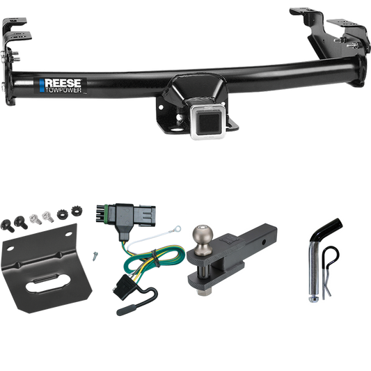 Fits 1988-1999 Chevrolet K1500 Trailer Hitch Tow PKG w/ 4-Flat Wiring Harness + Clevis Hitch Ball Mount w/ 2" Ball + Pin/Clip + Wiring Bracket By Reese Towpower