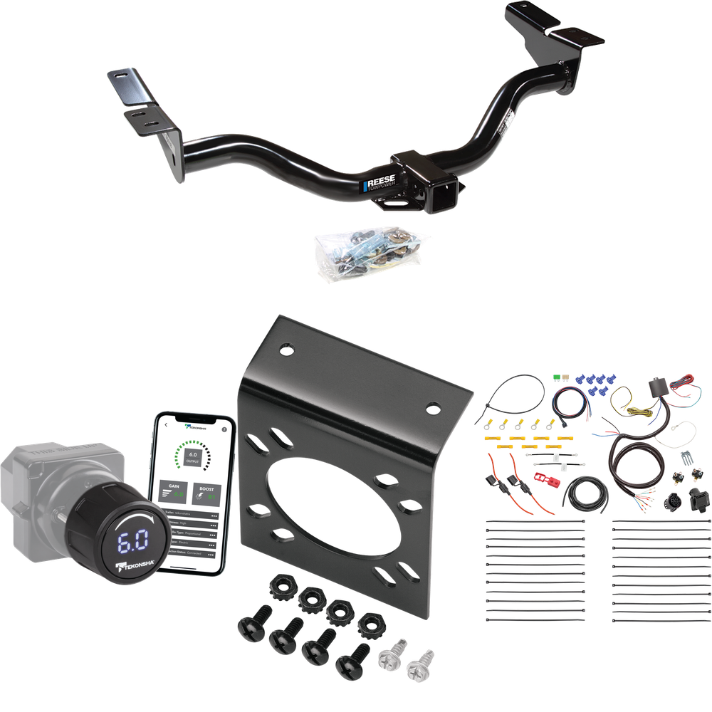 Fits 2004-2004 Ford Escape Trailer Hitch Tow PKG w/ Tekonsha Prodigy iD Bluetooth Wireless Brake Control + 7-Way RV Wiring By Reese Towpower