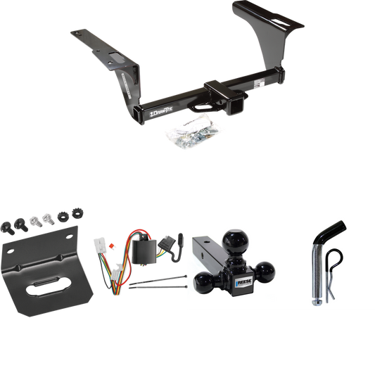 Fits 2010-2019 Subaru Outback Trailer Hitch Tow PKG w/ 4-Flat Wiring Harness + Triple Ball Ball Mount 1-7/8" & 2" & 2-5/16" Trailer Balls + Pin/Clip + Wiring Bracket (For Wagon, Except Sport Models) By Draw-Tite