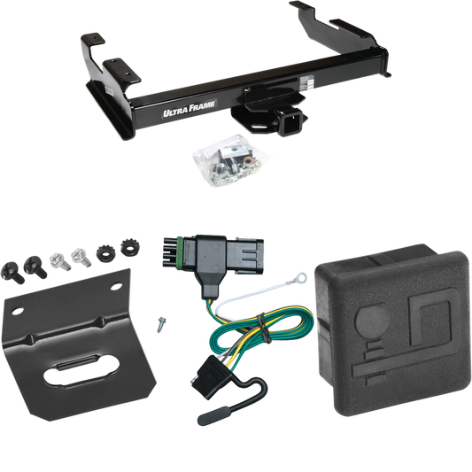Fits 1988-1999 Chevrolet C1500 Trailer Hitch Tow PKG w/ 4-Flat Wiring Harness + Hitch Cover + Wiring Bracket By Draw-Tite