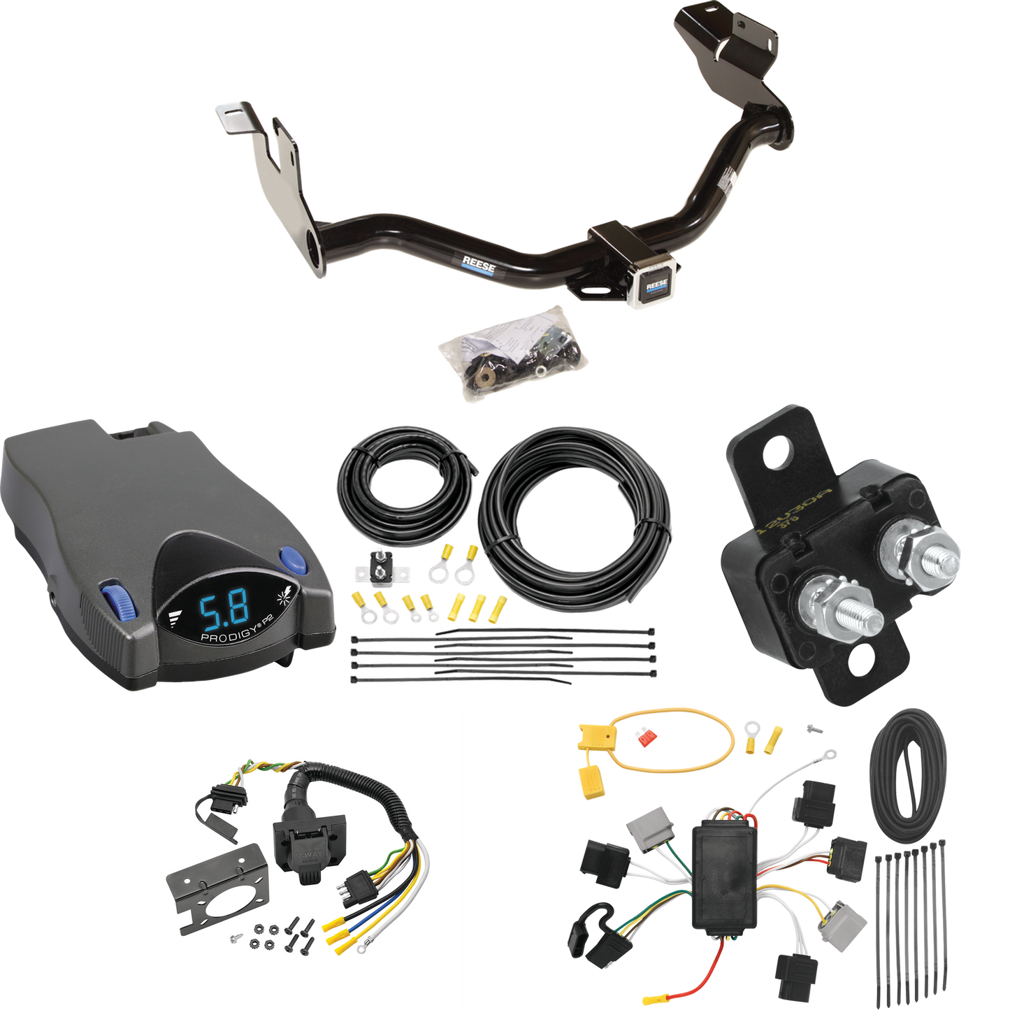 Fits 2005-2006 Mazda Tribute Trailer Hitch Tow PKG w/ Tekonsha Prodigy P2 Brake Control + 7-Way RV Wiring By Reese Towpower