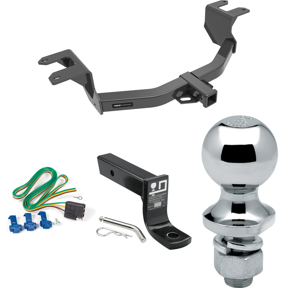 Fits 2019-2023 Chevrolet Silverado 1500 Trailer Hitch Tow PKG w/ 4-Flat Wiring + Ball Mount w/ 4" Drop + 1-7/8" Ball By Reese Towpower