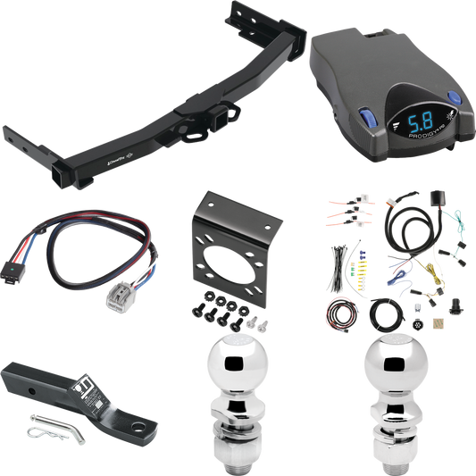 Se adapta al paquete de enganche de remolque Jeep Grand Cherokee 2022-2023 con control de freno Tekonsha Prodigy P2 + adaptador BC Plug &amp; Play + cableado RV de 7 vías + soporte de bola y caída de 2" y 2-5/16" de Draw-Tite