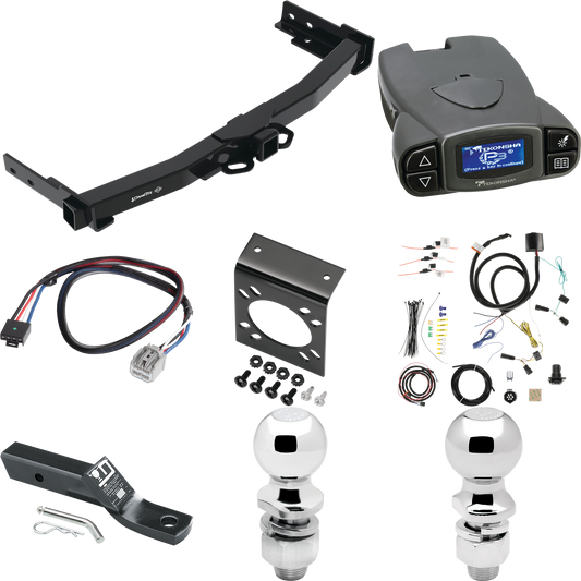 Se adapta al paquete de enganche de remolque Jeep Grand Cherokee L 2021-2023 con control de freno Tekonsha Prodigy P3 + adaptador BC Plug &amp; Play + cableado RV de 7 vías + soporte de bola y caída de 2" y 2-5/16" de Draw-Tite