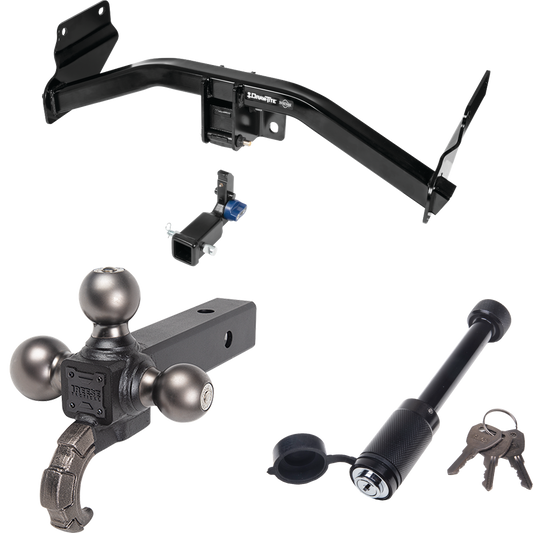 Fits 2022-2023 Jeep Grand Cherokee WK Trailer Hitch Tow PKG + Triple Ball Tactical Ball Mount 1-7/8" & 2" & 2-5/16" Balls w/ Tow Hook + Tactical Dogbone Lock By Draw-Tite