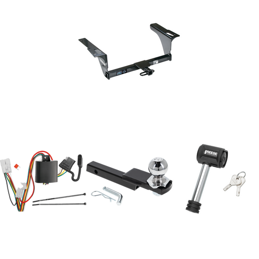 Fits 2010-2019 Subaru Outback Trailer Hitch Tow PKG w/ 4-Flat Wiring Harness + Interlock Starter Kit w/ 2" Ball 1-1/4" Drop 3/4" Rise + Hitch Lock (For Wagon, Except Sport Models) By Reese Towpower