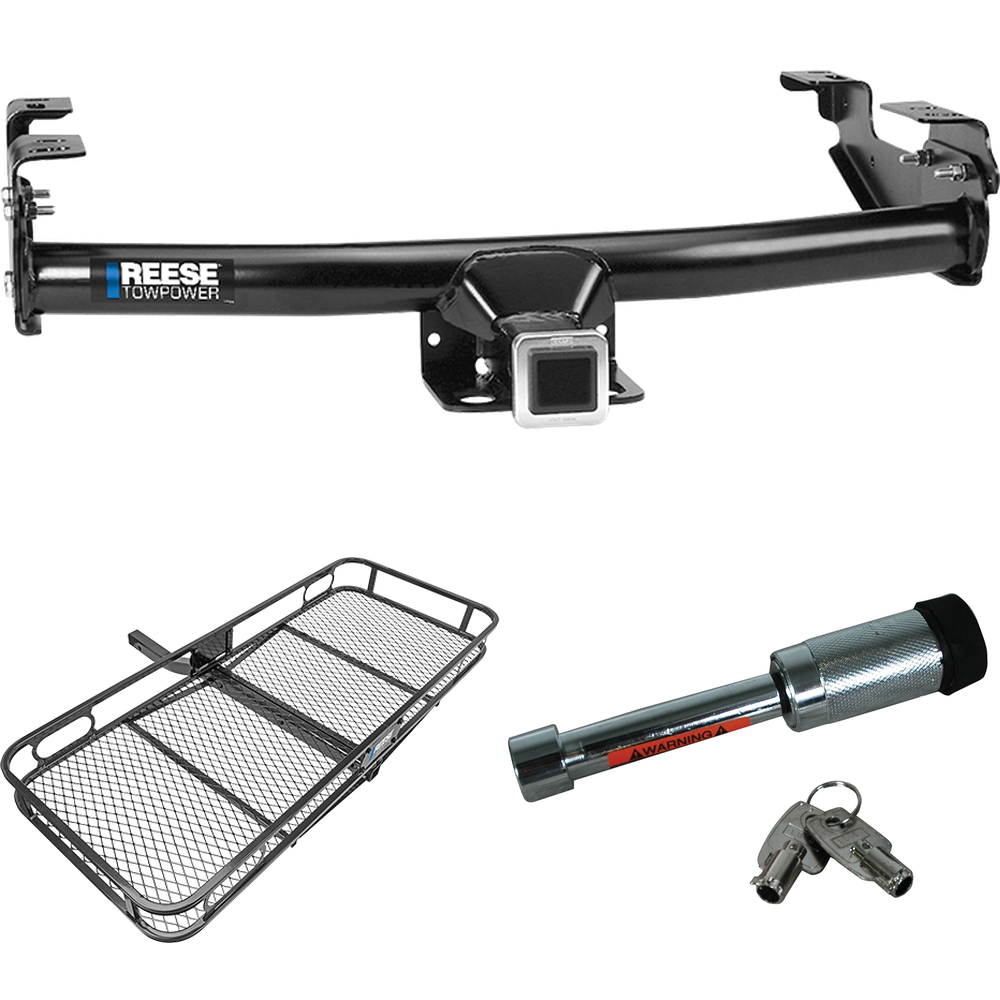 Fits 1971-1980 Dodge D300 Trailer Hitch Tow PKG w/ 60" x 24" Cargo Carrier + Hitch Lock By Reese Towpower