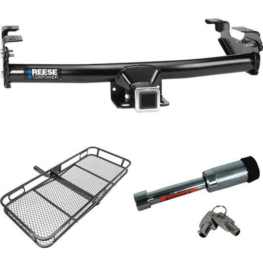 Fits 1988-2000 Chevrolet C3500 Trailer Hitch Tow PKG w/ 60" x 24" Cargo Carrier + Hitch Lock (For Regular & Extended Cabs Models) By Reese Towpower