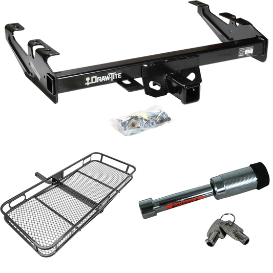 Fits 1988-2000 GMC C2500 Trailer Hitch Tow PKG w/ 60" x 24" Cargo Carrier + Hitch Lock By Draw-Tite