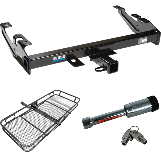 Fits 1988-1999 GMC K1500 Trailer Hitch Tow PKG w/ 60" x 24" Cargo Carrier + Hitch Lock By Reese Towpower