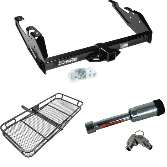 Fits 1992-2000 Chevrolet C2500 Trailer Hitch Tow PKG w/ 60" x 24" Cargo Carrier + Hitch Lock (For Crew Cab Models) By Draw-Tite