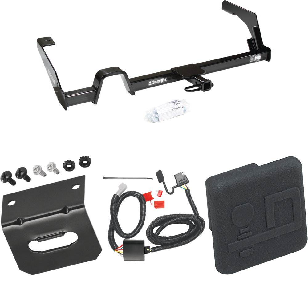 Fits 2000-2004 Subaru Outback Trailer Hitch Tow PKG w/ 4-Flat Wiring Harness + Hitch Cover (For Wagon, Except Sport Models) By Draw-Tite