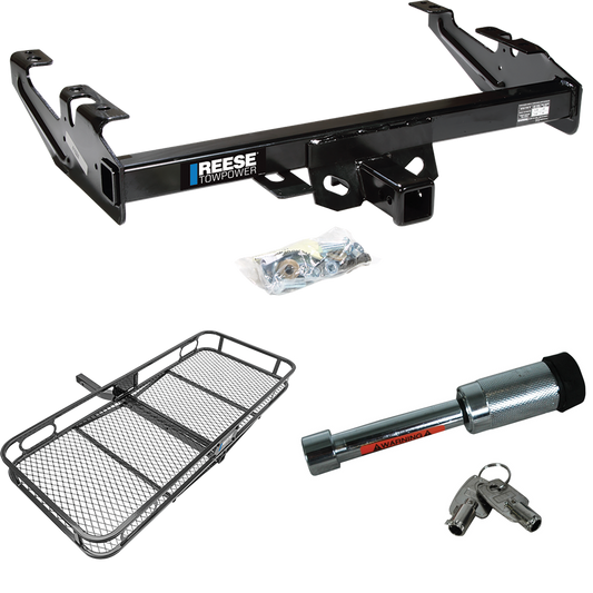 Fits 1988-1999 Chevrolet K2500 Trailer Hitch Tow PKG w/ 60" x 24" Cargo Carrier + Hitch Lock (For Regular & Extended Cabs Models) By Reese Towpower