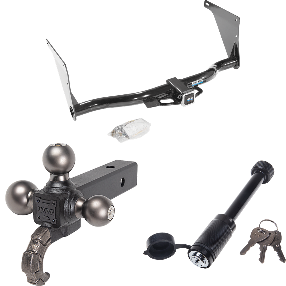 Fits 2013-2016 Ford Escape Trailer Hitch Tow PKG + Triple Ball Tactical Ball Mount 1-7/8" & 2" & 2-5/16" Balls w/ Tow Hook + Tactical Dogbone Lock By Reese Towpower