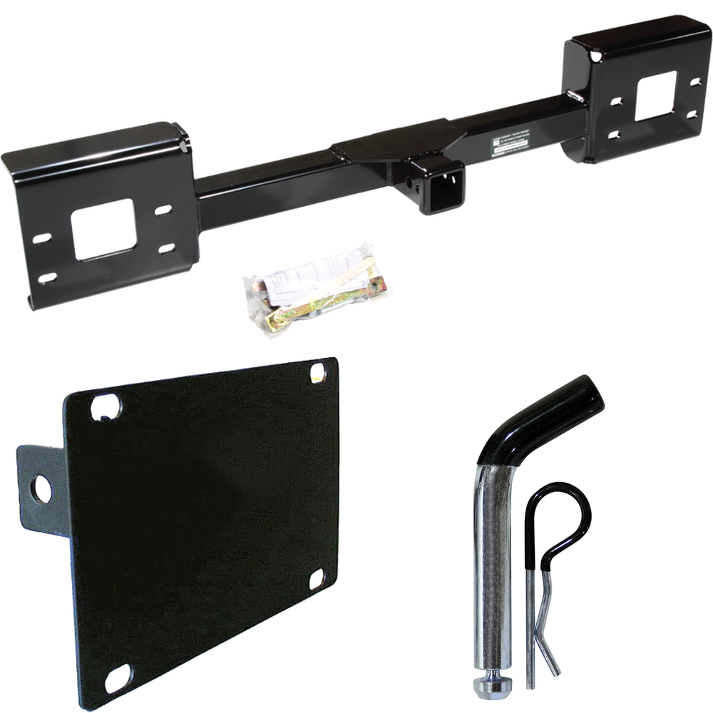 Fits 1999-2007 Ford F-550 Super Duty Front Mount Trailer Hitch Tow PKG w/ License Plate Holder + Pin/Clip (For Cab & Chassis, w/34" Wide Frames Models) By Draw-Tite