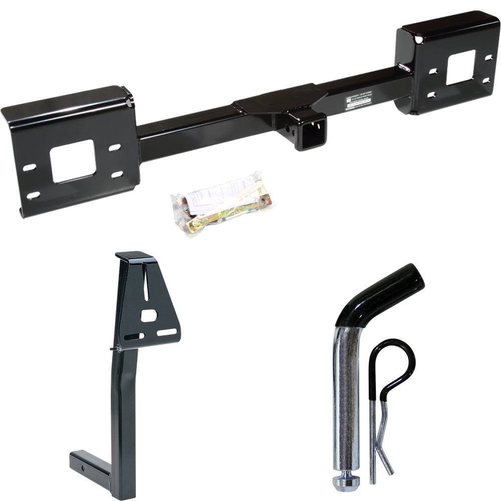 Fits 1999-2007 Ford F-550 Super Duty Front Mount Trailer Hitch Tow PKG w/ Spare Tire Carrier + Pin/Clip (For Cab & Chassis, w/34" Wide Frames Models) By Draw-Tite