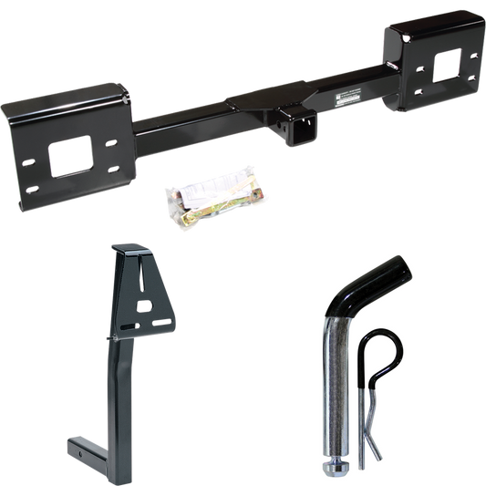 Fits 1999-2007 Ford F-550 Super Duty Front Mount Trailer Hitch Tow PKG w/ Spare Tire Carrier + Pin/Clip (For Cab & Chassis, w/34" Wide Frames Models) By Draw-Tite