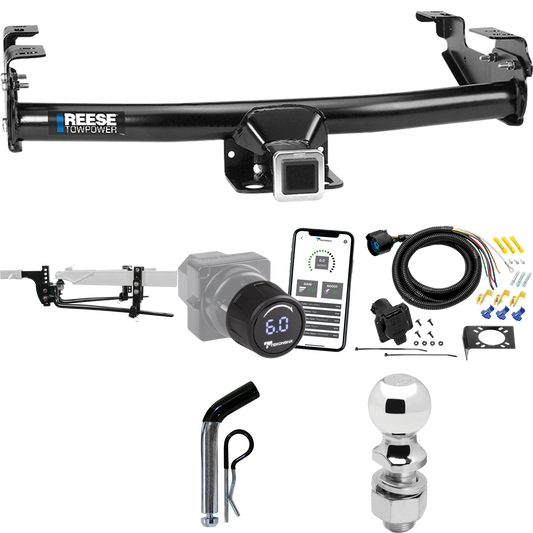 Fits 1988-1999 GMC C1500 Trailer Hitch Tow PKG w/ 8K Round Bar Weight Distribution Hitch w/ 2-5/16" Ball + 2" Ball + Pin/Clip + Tekonsha Prodigy iD Bluetooth Wireless Brake Control + 7-Way RV Wiring By Reese Towpower