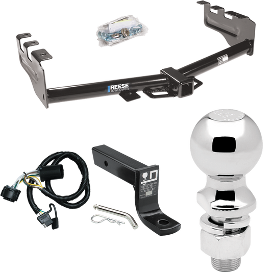 Fits 2007-2013 GMC Sierra 1500 Trailer Hitch Tow PKG w/ 4-Flat Wiring + Ball Mount w/ 4" Drop + 2-5/16" Ball By Reese Towpower