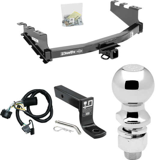 Fits 2014-2018 GMC Sierra 1500 Trailer Hitch Tow PKG w/ 4-Flat Wiring + Ball Mount w/ 4" Drop + 2-5/16" Ball By Draw-Tite