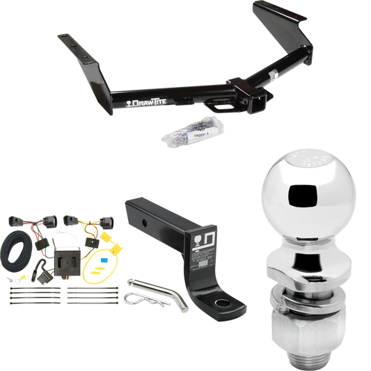 Fits 2008-2012 Jeep Liberty Trailer Hitch Tow PKG w/ 4-Flat Wiring + Ball Mount w/ 4" Drop + 2" Ball By Draw-Tite