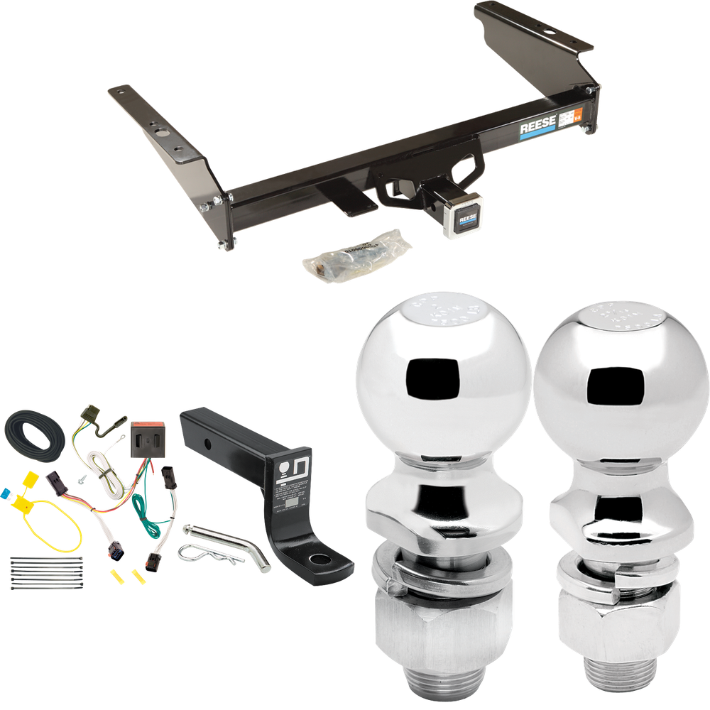 Fits 2002-2007 Jeep Liberty Trailer Hitch Tow PKG w/ 4-Flat Wiring + Ball Mount w/ 4" Drop + 2" Ball + 2-5/16" Ball By Reese Towpower